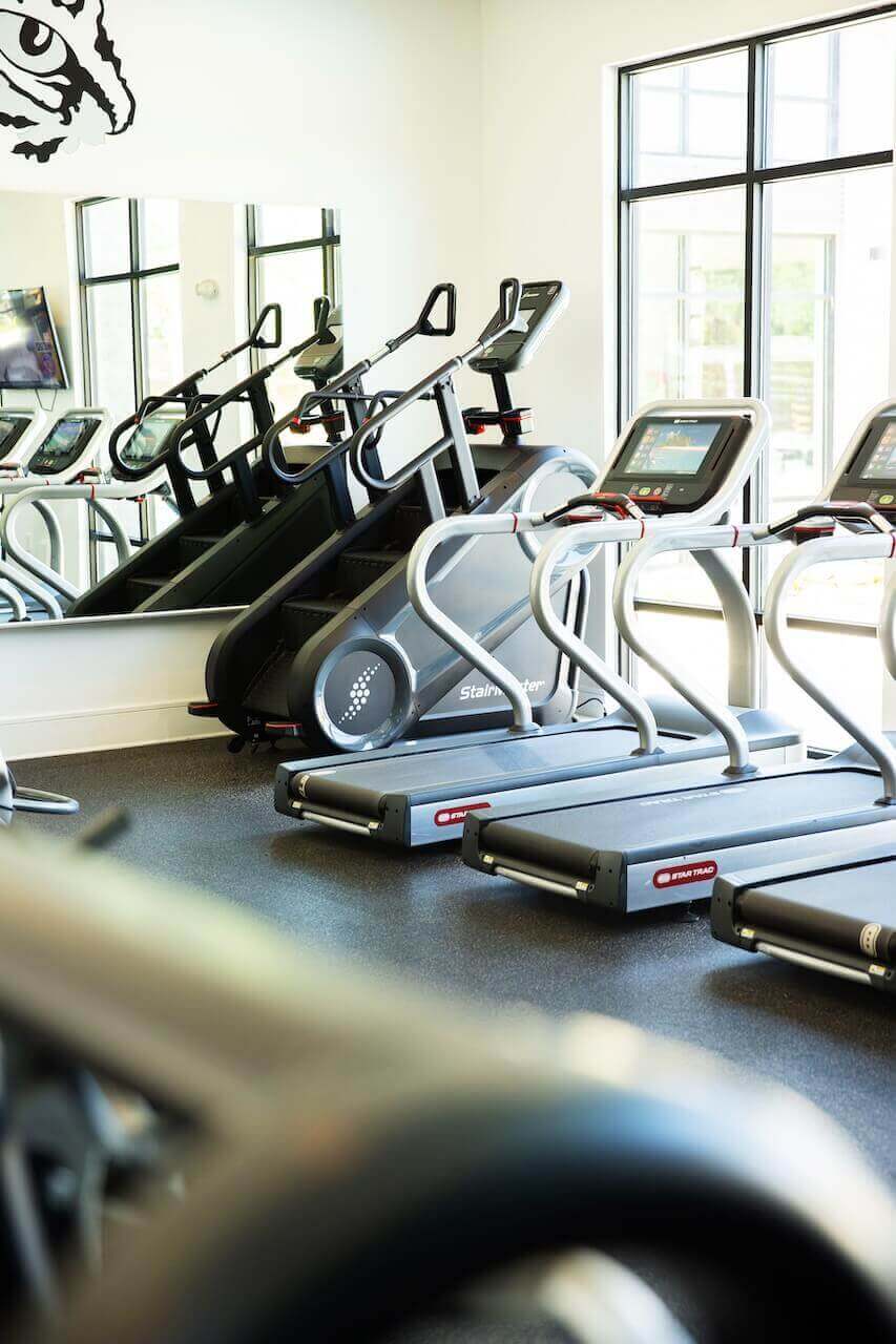 Wildwood Baton Rouge LSU Off-Campus Student Living Interior Fitness Center with Treadmills